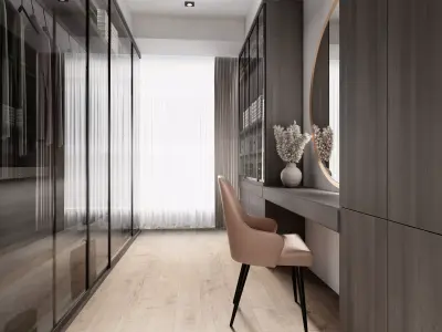 Neoclassical Walk-in Closet Interior Scene  3D model