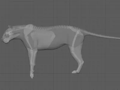 Tiger with bones and UVs 3D model