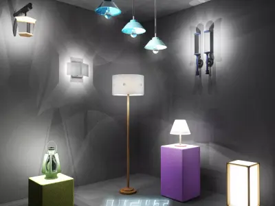 Light Collection square lamp with Low-poly 3D model