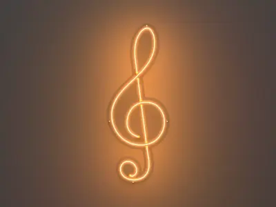 Music Note 1 - Neon Sign 3D model