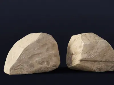 15 Stylized Grey Rocks Low Poly 3D Assets for Games and VR Low-poly 3D model