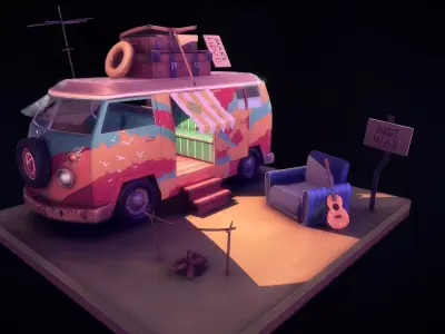 Peace Van Low-poly 3D model