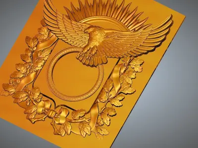 Eagle bronze plaque with 3D print model