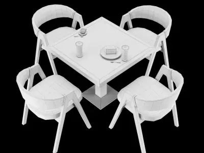 Summer cafe table and chairs 3D model