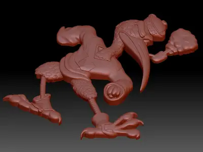 Bas-relief of a stylized bird 3D print model