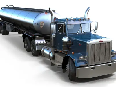 Peterbilt 359 fuel trailer Low-poly 3D model