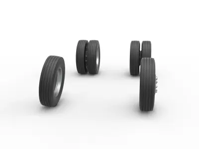 Wheel Set of Vintage GATR Racing Semi truck V2 Scale 1 to 25 3D print model