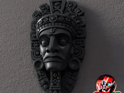 Aztec Wall Mask -Wall Decoration-stl for 3d printer 3D print model