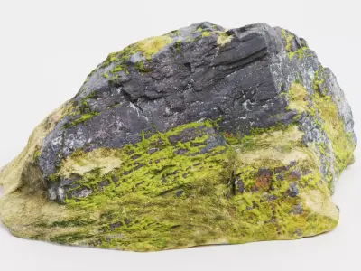 Rock with Moss - Scanned Low-poly 3D model
