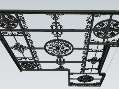 Iron Glass Roof Art Mounted Villa Facade 3D model 3D model  3D model
