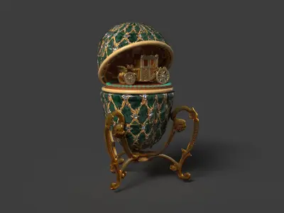 Faberge egg with carriage  Low-poly 3D model