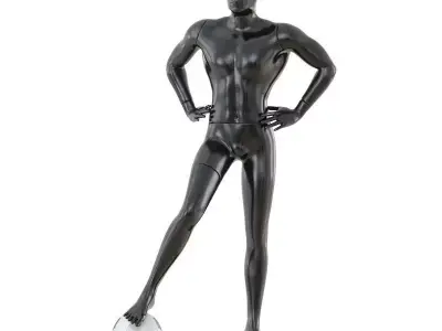 Black mannequin soccer player 34 3D model