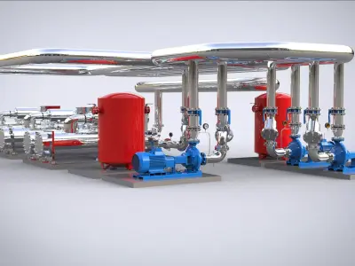 Industrial boiler room 3D model