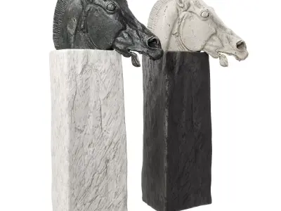 Horse head sculpture pedestal 3D model