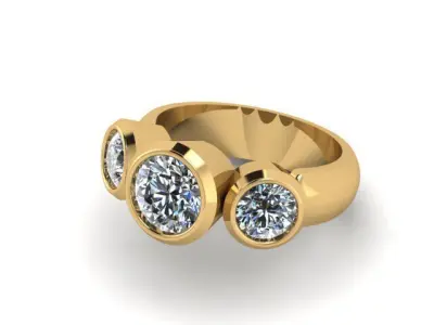 3stone ring 3D model