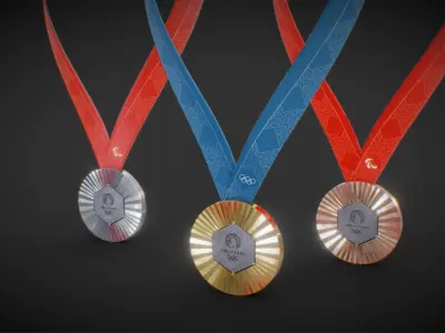 Official Paris 2024 Summer Olympics Medals Low-poly 3D model