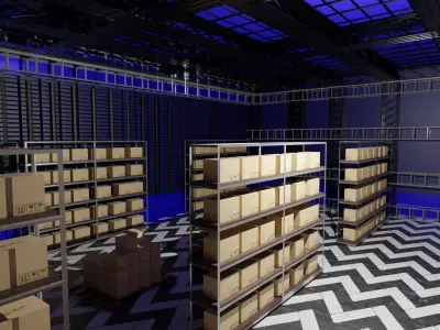 Warehouse Interior Low-poly 3D model