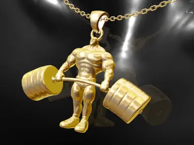 Sport Man Pendant Jewelry Gold 3D print model