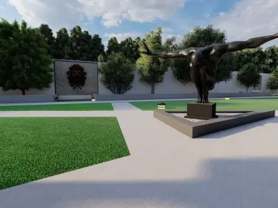 LANDSCAPE statue of frog in park Free low-poly 3D model