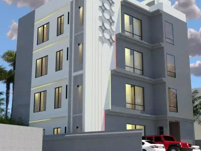 Modern Apartment Building Design A26 DWG SketchUp 3D model