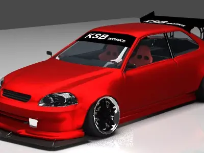 Honda ek9 custom ksbworks Low-poly 3D model