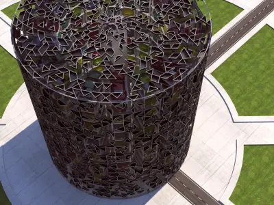 Car Park Models - Volkswagen Parking Lot Towers - Museum Concept 3D model