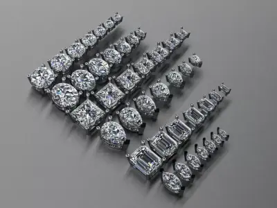 42 jewelry heads baskets pack 6 gem shape and 7 size 3D print model
