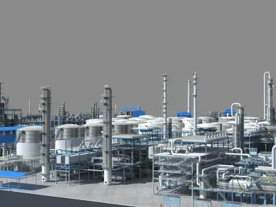 Refinery oil Low-poly 3D model