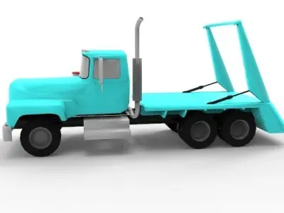 Game Blue Old Truck Low-poly 3D model