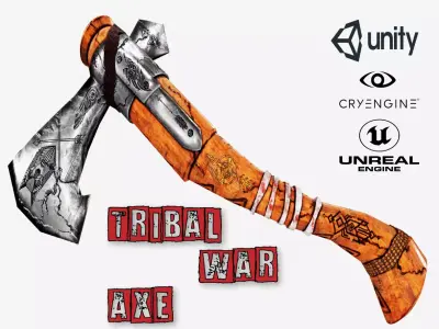 Tribal War Axe Game Ready Low-poly 3D model