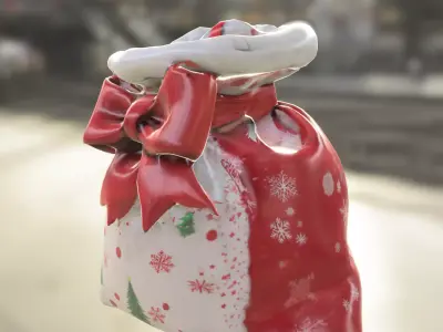 Bag Pack Santa Claus  Holiday Sack Decoration Low-poly 3D model