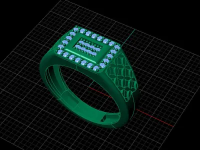 Print Ready STL 3DM  Gents Rings Diamond Men Ring  3D print model 189