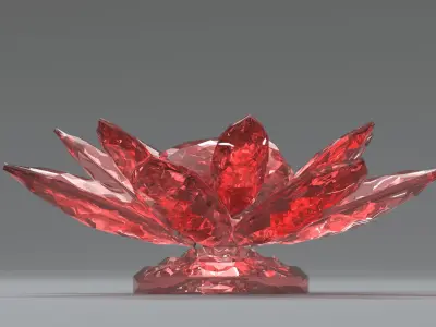 Glass Flower Showpiece Red Low-poly 3D model