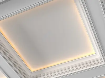 Modern coffered illuminated ceiling Art Deco style 3D model
