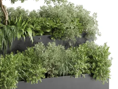 stand plant box collection Indoor plant 207 metal vase pot tree 3D model