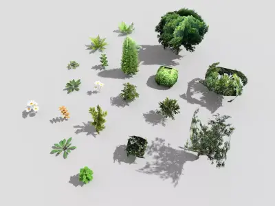 low poly foliage pack Low-poly 3D model