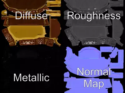 Elegant Walnut Vanity model pack Low-poly 3D model