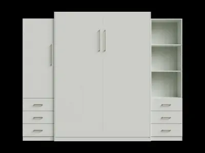 White Cabinet Wall Bed 3D model
