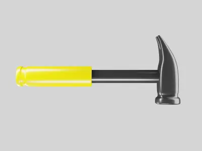 Metal hammer with yellow handle  3D model