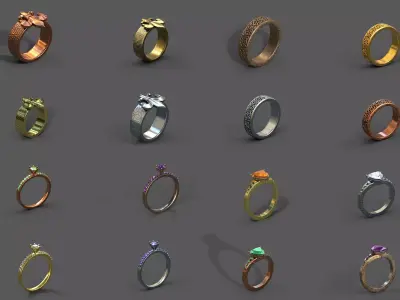 High-Quality 3D Ring Model Pack 16 Low-poly 3D model