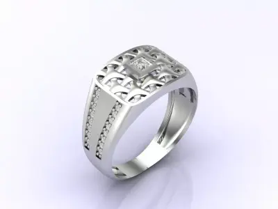Print Ready STL 3DM  Gents Rings Diamond Men Ring  3D print model 5