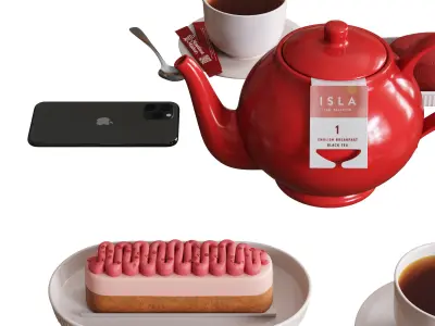 Decorative Set For Cafe Table Set4 3D model