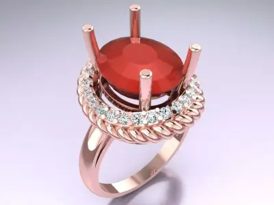 Oval Stone Ring - Womens Rings - GN248 3D print model