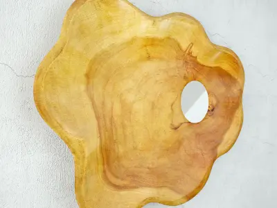 Teak Wood Wave Plate Mirror 3D model