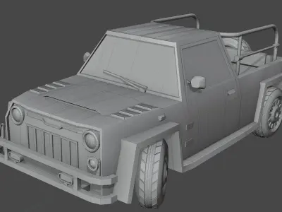 Blender Low poly game car Low-poly 3D model