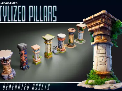 Stylized Pillars 3D model