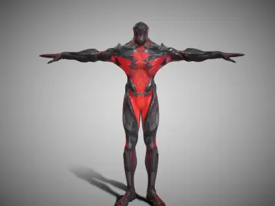 Dark Sci-Fi Warrior Futuristic Character Model 3D model