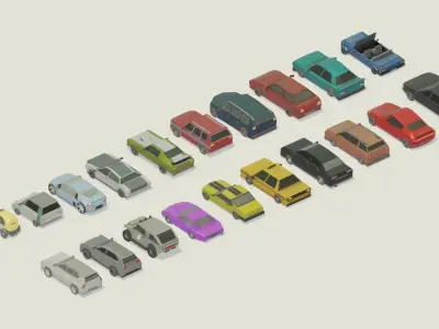 Stylized Lowpoly Car Pack - 3D Model  Low-poly 3D model