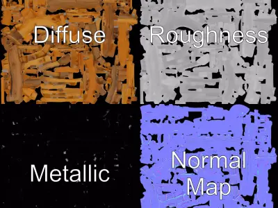 Rustic Wooden Fence model pack Low-poly 3D model