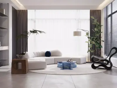 Modern living room dining room interior scenes 528 3D model